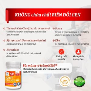 Viên uống bổ khớp, trị đau nhức xương khớp 3x Joint Defense with NEM