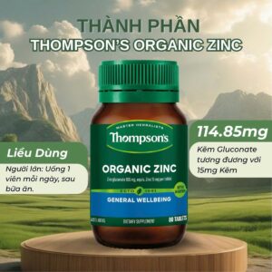 Thompson’s Organic Zinc – viên uống kẽm hữu cơ hỗ trợ da, miễn dịch và nội tiết